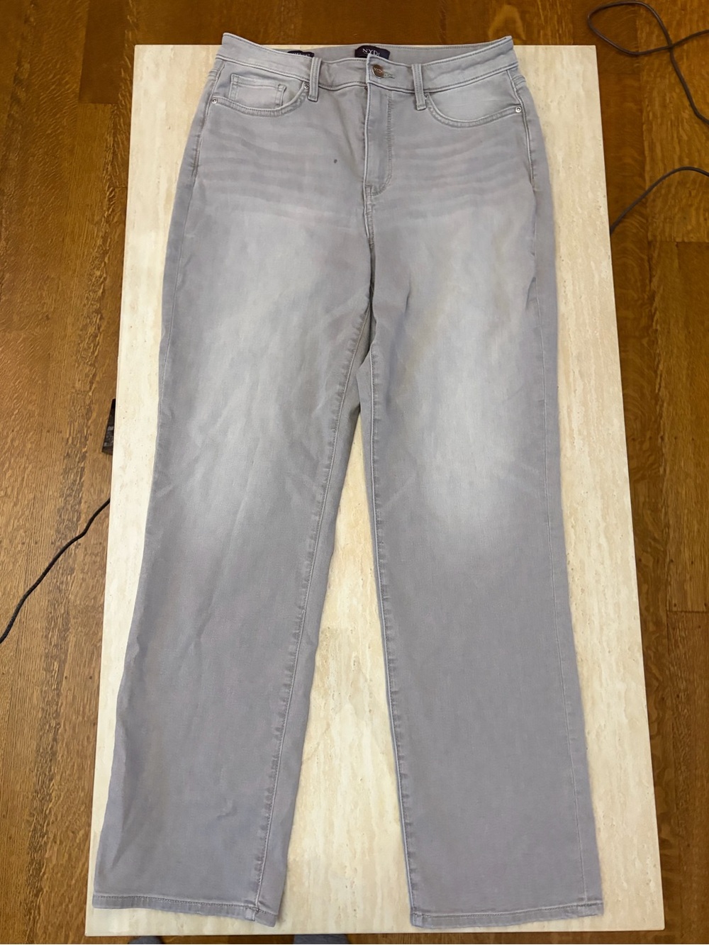 NYDJ Women’s Straight Leg Jeans in Light Gray Wash